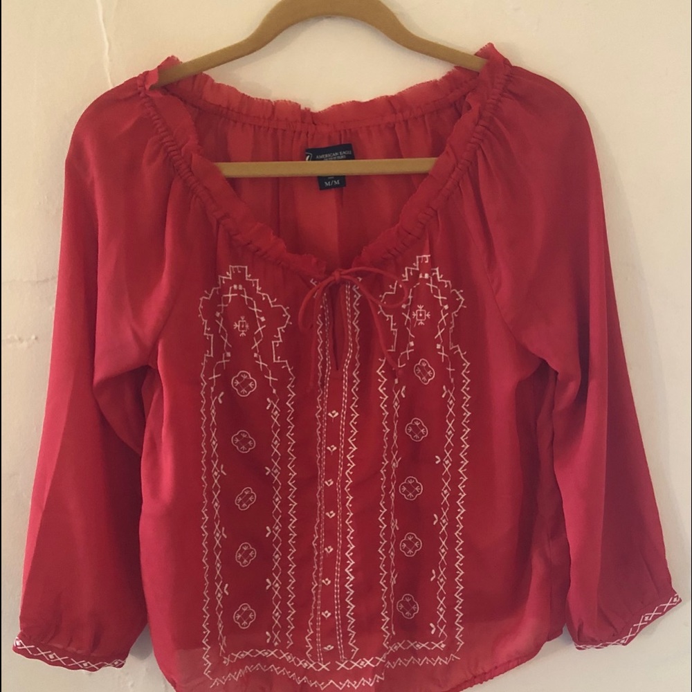 American Eagle Outfitters Red blouse top  SZ M